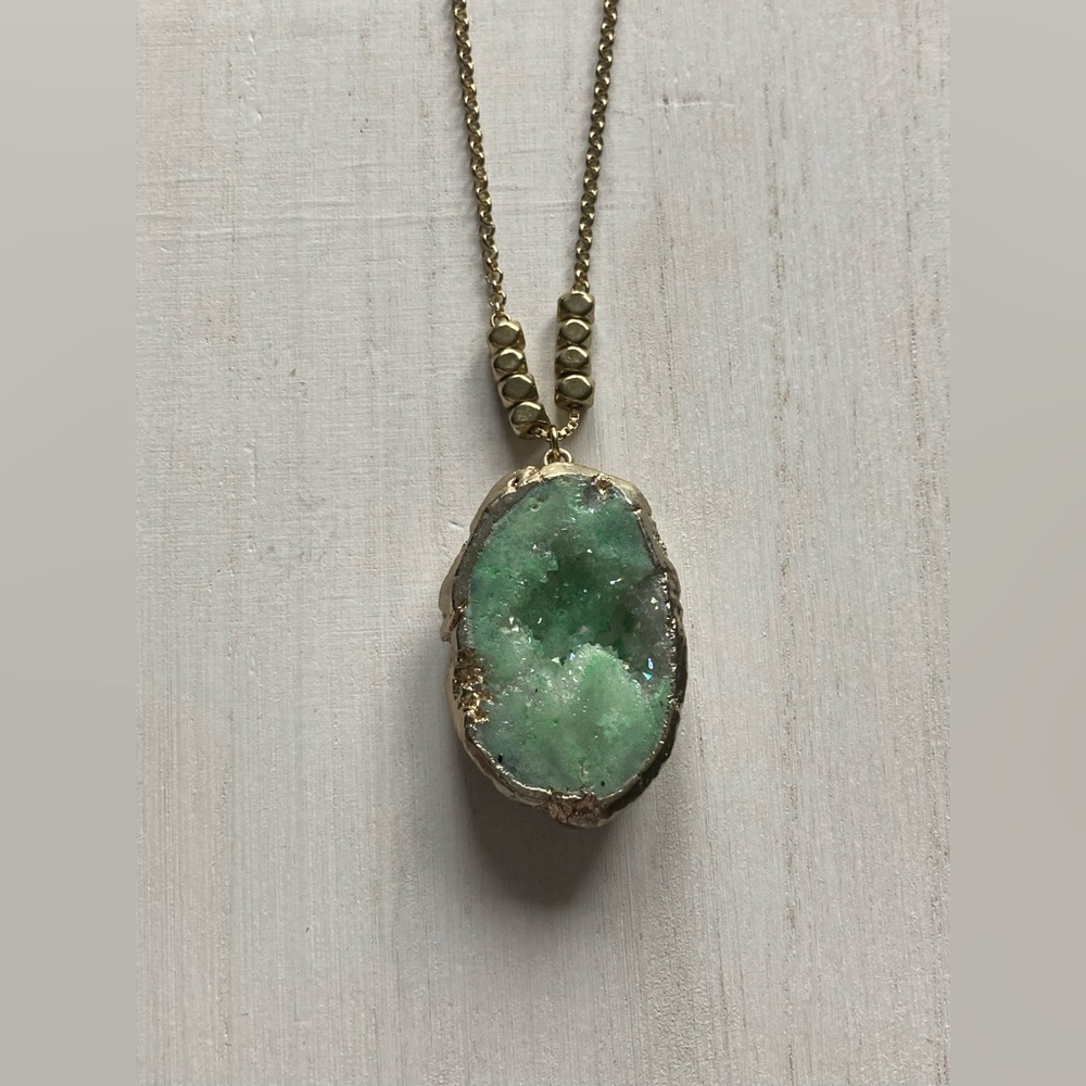 Turquoise colored geo necklace